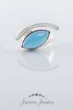 Ausgefallener, Größenverstellbarer Ring aus 925-Sterling-Silber mit blauem Achat