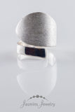 Genialer, breiter, größenverstellbarer Ring aus 925-Sterling-Silber matt und glänzend