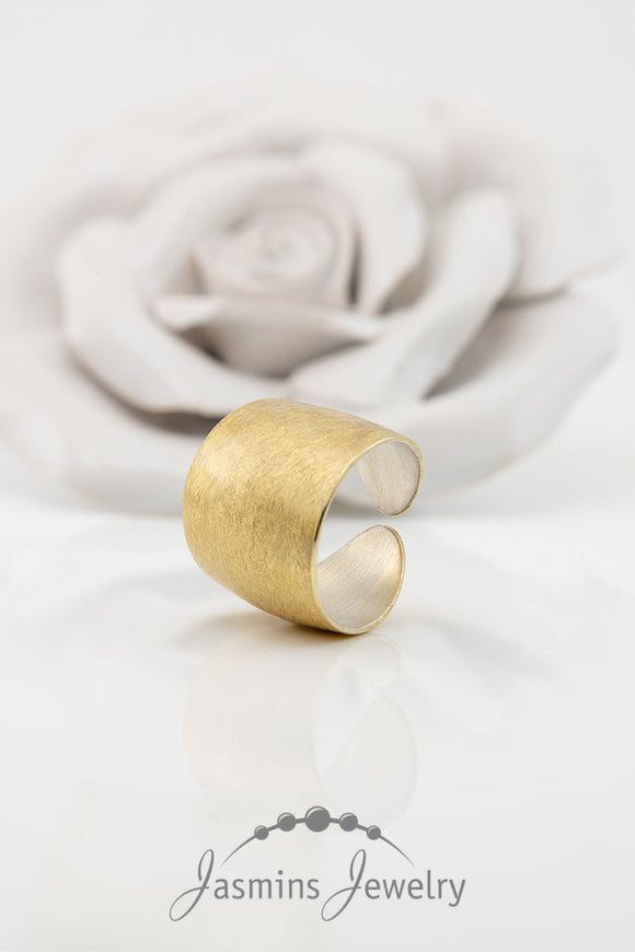 Größenverstellbarer, vergoldeter Ring aus 925-Sterling-Silber